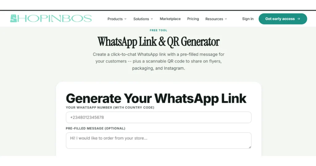 Whatsapp link and QR generator