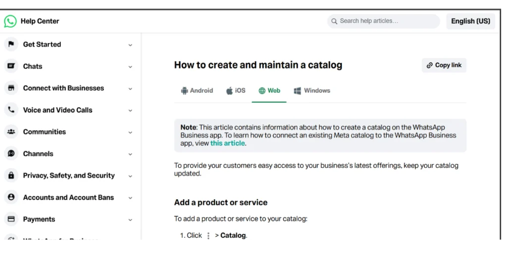 how to create a Whatsapp catalog