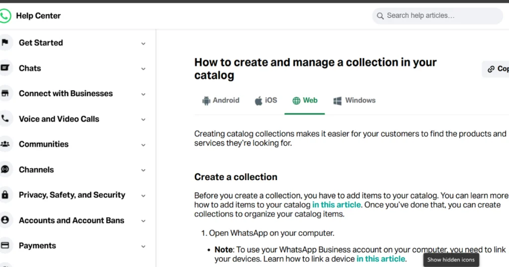 how to maintain a catalog in Whatsapp